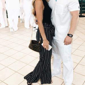 Stripped wide leg trousers